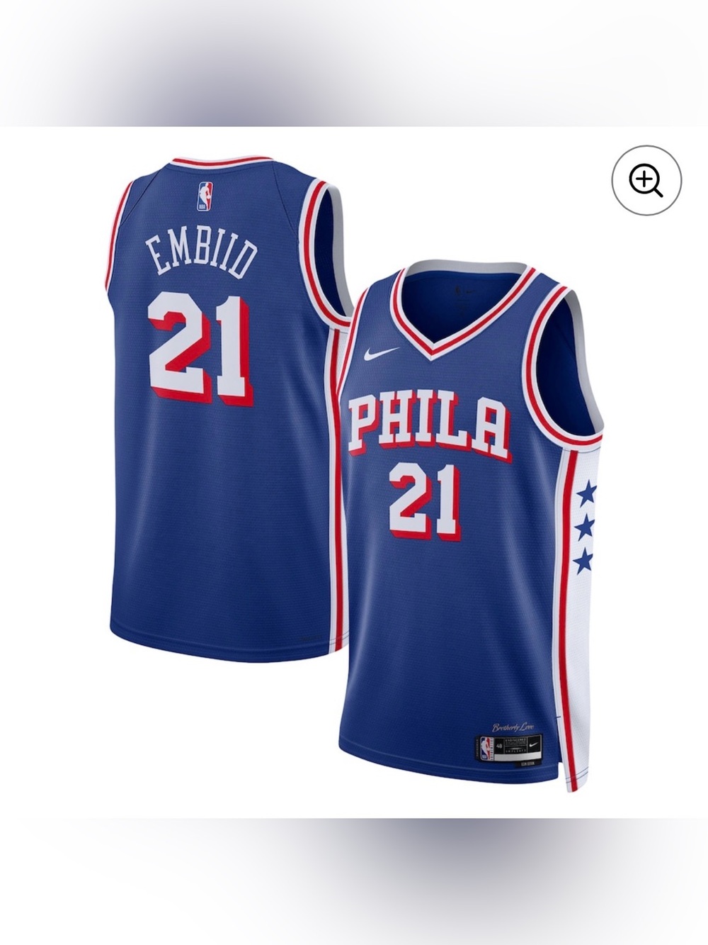 FANATICS Youth Philly 76ers Joel Mebiid Nike Royal Swingman Jersey- Small